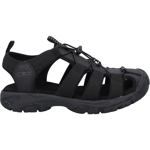 CMP Herren Sahiph Sandale Größe 44 - Schwarz - Sportliche Hybridsandale mit Lederriemen und Schnellschnürung, ideal für optimalen Sitz und gute Belüftung beim Tragen.