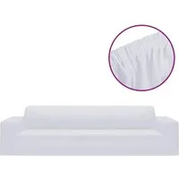 vidaXL Stretch Sofahusse 4-Sitzer Weiß - Hussen für 4-Sitzer-Sofas, schützender und stilvoller Bezug aus dehnbarem Polyester-Jersey, leicht anzubringen und waschbar für mühelose Pflege.