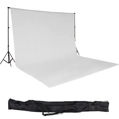 tectake® Teleskop Fotostudio Komplettset - Hintergrundsystem 6x3 m - Hintergründe für Fotostudios, ideales Set mit stabilen Teleskopständern, perfekt für professionelle Fotografie und Chromakey-Verfahren.
