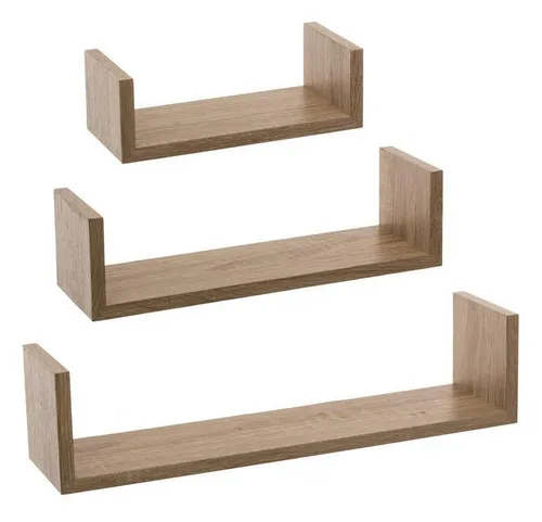 Atmosphera Wandregal Set, Eichenrand, Grau – 3er Set - Praktisches 3er Set dekorativer Wandregale in grau, ideal für Bücher und Dekoartikel. Aus leichtem und langlebigem MDF gefertigt, schafft es Gemütlichkeit und Stil in jedem Raum.