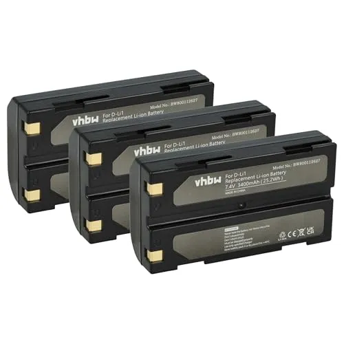 vhbw 3X Akku kompatibel mit Moli MCR1821J/1-H, MCR-1821J/1-H, MCR-1821J/1, MCR1821J/1 Kamera (3400 mAh, 7,4 V, Li-Ion)