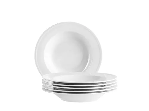 MÄSER Serie Arlona Suppenteller Set für 6 Personen - Hochwertige Porzellan Suppenteller, 22 cm, elegant und robust, ideal für Alltag und besondere Anlässe. Pflegeleicht, spülmaschinen- und mikrowellengeeignet.