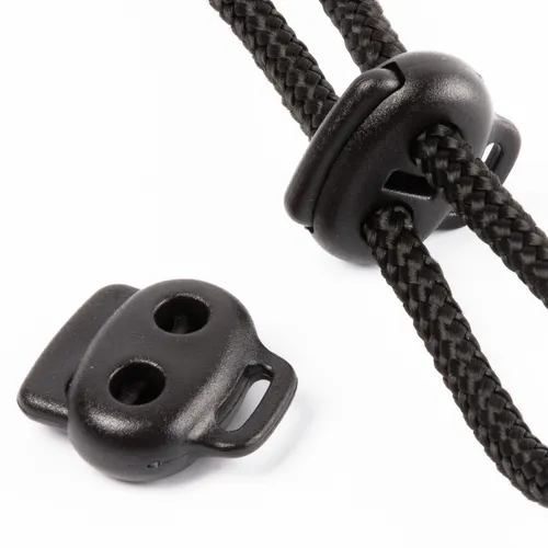 Flacher 2-Loch Kordelstopper m. Lasche 