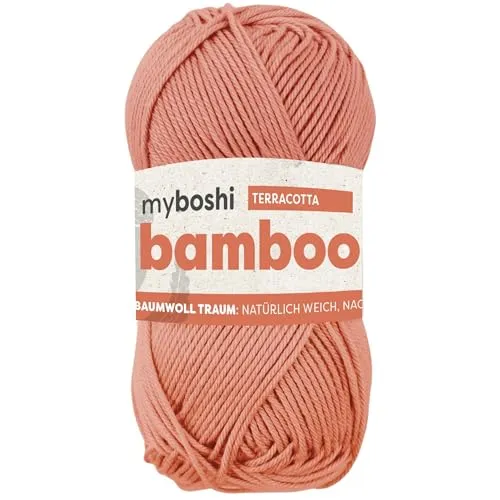 myboshi Bamboo, natürlich weiches Bambus-Baumwollgarn, zum Häkeln und Stricken, strapazierfähig, 50g, 125m, Orange (Terracotta), 1 Knäuel