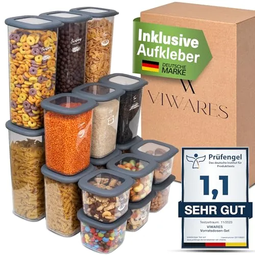 Viwares Vorratsdosen Set, 18er BPA-frei und luftdicht - Vorratsdosen-Sets für eine perfekt organisierte Küche. Diese stapelbaren, spülmaschinenfesten Dosen halten Lebensmittel frisch und sind ideal für die stilvolle Aufbewahrung.