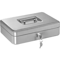 Geldkassette Stahlblech mit Schloss 250x170x75mm silber