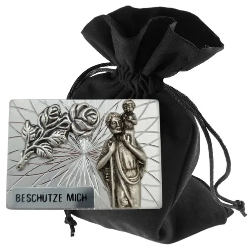 Christophorus Auto Plakette 3,6×2,6 cm – gesegnete Medaille mit Magnet Geschenk