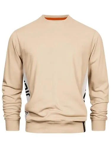 Indicode Herren INNilon Sweatshirt mit Rundhals| Herrensweatshirt Pulli Sweater Pullover Männer Irish Cream, XXL
