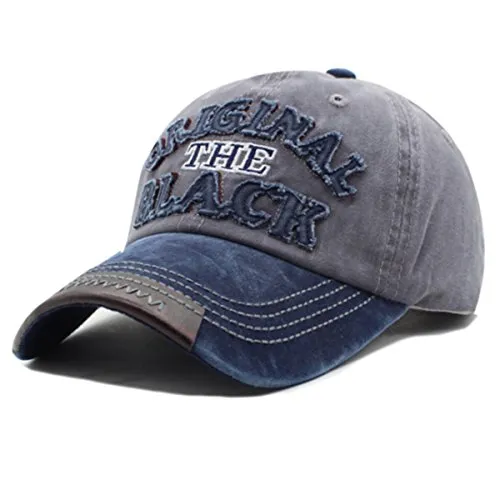 Unisex Baseballcap Original The Black Vintage Style Used Washed Look Retro Outdoor Kappe Mütze Cap Schirmmütze Basecap verstellbar (Navy/grau)