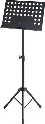 Pronomic OS-01P Orchesterpult mit Notenklemmen - Stabiles Notenständer mit Lochblechablage und praktischen Federklemmen, platzsparend und stufenlos höhenverstellbar – ideal für Musiker im Orchester.