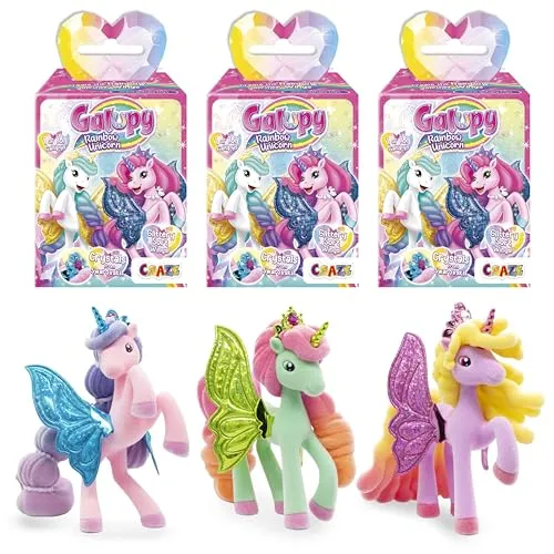 Galupy Rainbow Unicorn 3er Pack - Glitzernde Einhorn Figuren mit Swarovski Kristall - Fantastische Kreaturen für Kinder: Sammle die zauberhaften Galupy Rainbow Unicorns mit schimmernden Flügeln und echtem Swarovski-Kristall. 3 Figuren im Set, ideal für kleine Sammler!