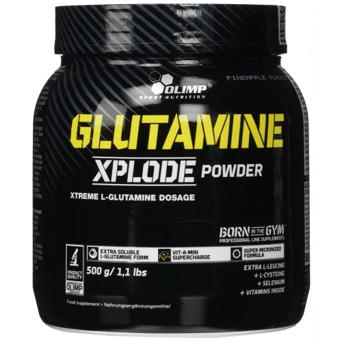 Olimp Sport Nutrition Glutamine Xplode Powder (500 g) - Ananas - Aminosäure L-Glutamin, hoch mikronisiertes L-Glutamin für optimale Regeneration, ergänzt mit L-Leucin und Vitaminen, ideal für aktive Sportler.