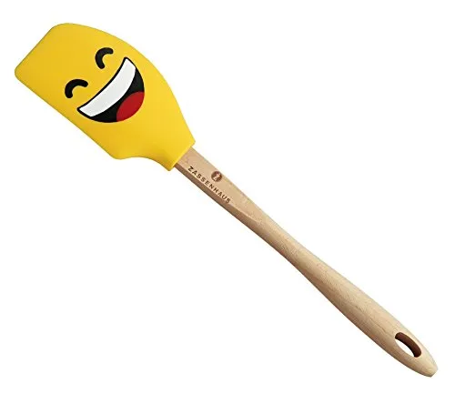 Zassenhaus Smily Teigschaber aus Buche und Silikon in der Farbe Braun-Gelb, Maße: 30,5cm x 6cm x 1,8cm, 056679