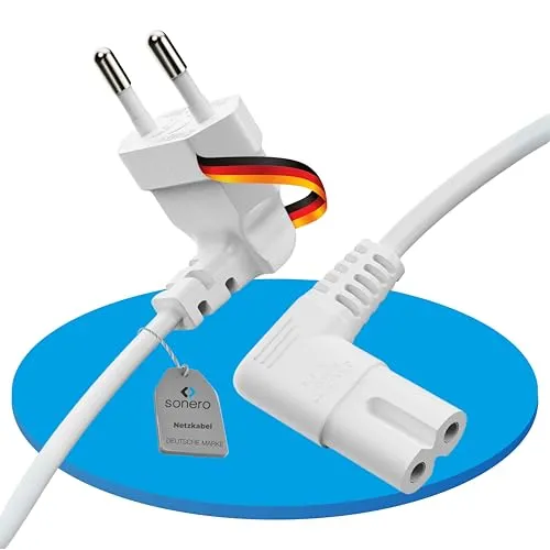 sonero Netzkabel Eurostecker, 90°, Typ C auf IEC C7 2-polig für PS5 TV 3m