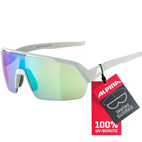 Alpina Turbo HR smoke-grey matt mirror green (22) one size - Sportbrillen für Alltag, Laufen und Radfahren mit Q-LITE Technologie für verbesserten Kontrast und Fogstop-Beschichtung gegen Beschlagen. Individuell anpassbare Nasenpads für perfekten Sitz.