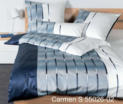 Janine Design Interlock-Jersey Kissenbezug einzeln zu Bettwäsche CARMEN S 55026 Farbe nachtschattenblau perlblau 02 Größe 80x80 cm