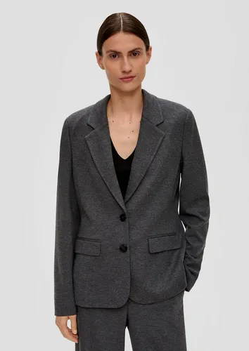 s.Oliver Blazer aus Viskosemix - Eleganter Blazer mit schmaler Passform aus weichem Interlockjersey. Hochwertige Qualität mit Melange-Effekt und Reverskragen, ideal für stilvolle Anlässe.