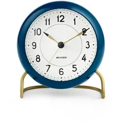 Arne Jacobsen Station Tischuhr Ø11 cm petrol/weiß in grün von Arne Jacobsen