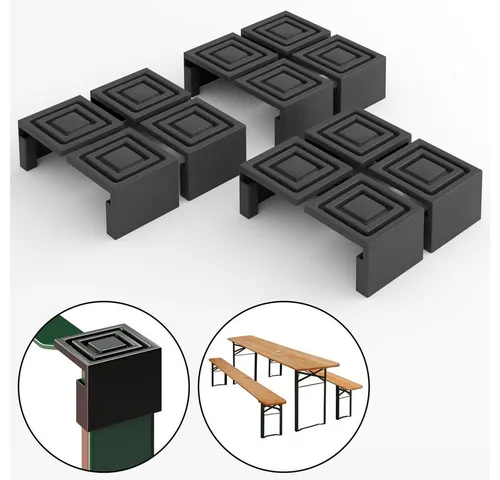 Deuba Bierzeltgarnitur, Bodenschoner für Bierzeltgarnitur 12 Stück Boden Schutz Gummi Schoner