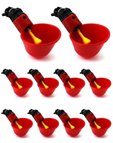 QWORK® 10 Stück Automatisches Geflügeltränke Hühnertränke Kunststoff Chicken Drinker, Wassertrinker Werkzeug für Vogel Wachtel Taube Huhn Henne (25mm, für Eimer)