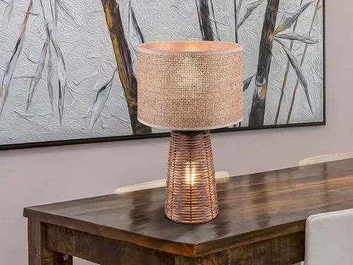 LED Tischlampe aus Naturmaterial - Rattan Lampenschirm, 40cm - Klassische Tischleuchten mit edlem Rattangeflecht, dimmbar und inklusive 2 LED-Leuchtmitteln für warmes Licht. Perfekt für stimmungsvolle Akzente in jedem Raum!