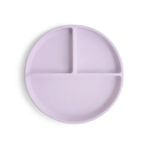 Mushie Teller Soft Lilac Silikon - Speiseteller aus lebensmittelechtem Silikon mit Saugmechanismus, ideal für selbstständiges Essen ohne Verschütten, 100% BPA-frei und sicher für Ihr Baby.