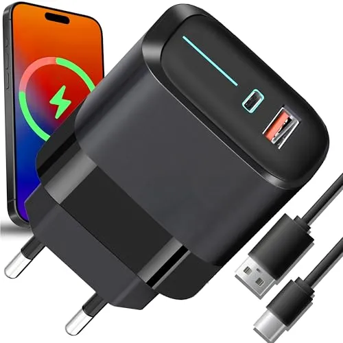 Retoo USB C Ladegerät 3 in 1 20W Schnellladegerät mit USB + Type-C Port, Super Charging Technologie, CE Zertifiziert, Kompatibel mit iPhone, Samsung, Xiaomi – Sicher, Langlebig, Ideal für Reisen