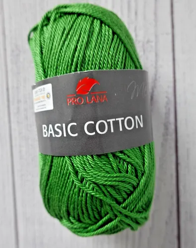 50g Wolle Pro Lana Basic Cotton 100% Baumwolle Strickgarn Farbe 75 Grün Häkeln