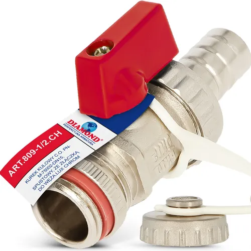 Kugelhahn 1/2'' Entleerungsventil Entleerungshahn Kessel Messing mit Kappe Rot