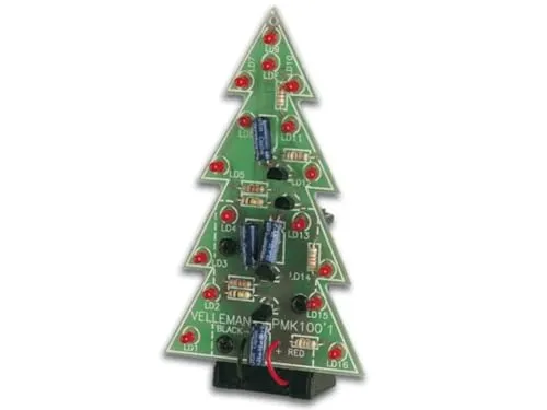 Whadda Lötbausatz, DIY, LED-Weihnachtsbaum, gemütliche Weihnachtsstimmung, 16 blinkende Lichter