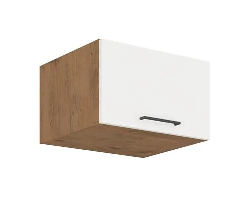 Küchen-Preisbombe Hochschrank Aufsatzschrank 60 cm - Vigo Hochglanz Weiß mit Eiche Lancelot - Hochschrank Aufsatzschrank 60 cm, ideal passend zum Küchenmodell VIGO. Hochglanz Weiß, Eiche Lancelot und praktische Klappe für zusätzlichen Stauraum.