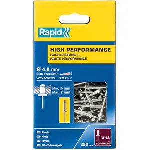 Rapid Blindnieten 5001435, Aluminium, 350 Stück, Ø 4,8mm x Länge 10mm