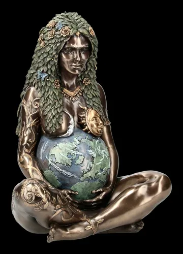 Himmlische Gaia Figur - Mutter Erde - groß bronziert - Prächtige Skulptur aus Kunststein, die die Göttin Gaia darstellt. Ideal für Fantasy- und Mythologie-Liebhaber, verleiht jedem Raum einen besonderen Akzent.