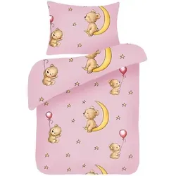 Bestlivings Kinder Bettwäsche 100x135cm / 40x60cm - Bärchen Rosa