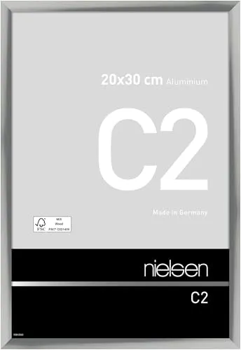 Nielsen Alurahmen C2 20x30 cm silber - Bilderrahmen aus Aluminium in silber für eine elegante Präsentation Ihrer Bilder, ideal für Zuhause oder Büro.