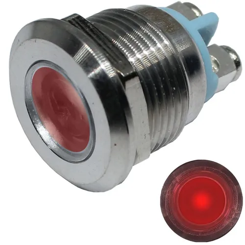 Edelstahl Kontrollleuchte V2A Signalleuchte Ø19mm LED Rot IP67 Schraubanschluss
