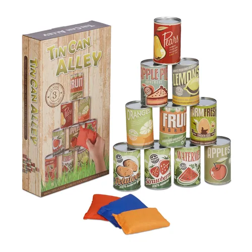 Dosenwerfen Dosenwurfspiel Büchsenwurfspiel Wurfspiel für Kinder bunt 10 Dosen