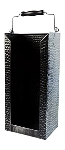 Schürer Metallwaren Brikettträger, Stahlblech, gehämmert alteisen, sehr stabil, mit Holzgriff, solide Handwerksarbeit aus dem Erzgebirge