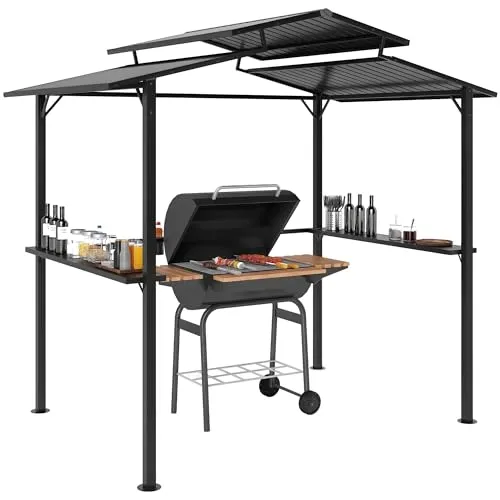 Outsunny Grillpavillon mit Doppelschichtdach in schwarz von Outsunny