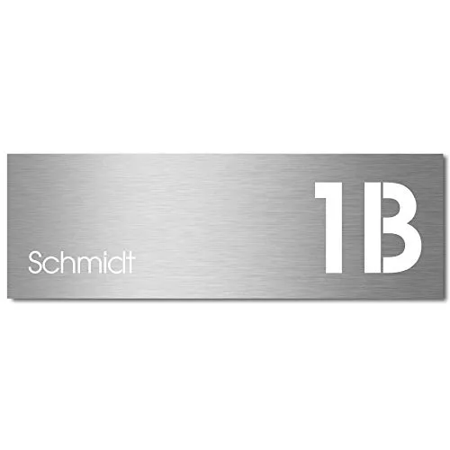 MOCAVI Stick 335 Briefkastenschild mit Hausnummer und Namen Edelstahl V4A graviert, groß, selbstklebend, modernes Design, passend für Box 141