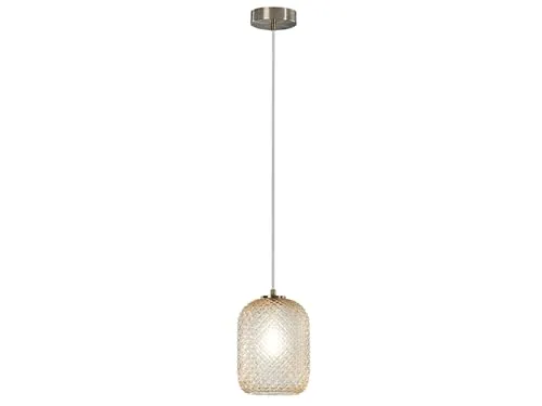 Kleine Pendelleuchte Relief Kristall in Amber mit Dimmer - Die stilvolle Pendelleuchte mit 20cm Höhe und 15cm Ø sorgt für warmes Licht und eine gemütliche Atmosphäre. Ideal über dem Esstisch, inkl. dimmbarer E27 LED mit 806 Lumen für individuelle Lichtstimmungen.