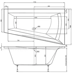 Raumspar-Badewanne LAGO I rechts 1700x500x1000 mm von evenes