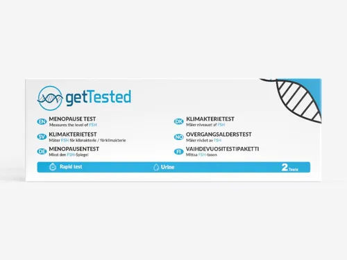 GetTested International AB Fertilitätsset Menopause-Test 2er-Pack, 1 Messparameter, Mehrfachtest, 1-tlg., FSH-Test für zuhause, FSH-Test im 2er-Pack