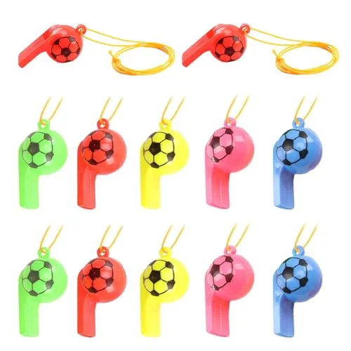 NyxSeat 12 Stück Fußballpfeife, Kunststoffpfeife, Pfeifenspielzeug Für Kinder, Spielzeugpfeife, Sportpfeife, Fußballpfeife, Kindertraining, Sportpfeife Mit Umhängeband (Zufällige Farbe)