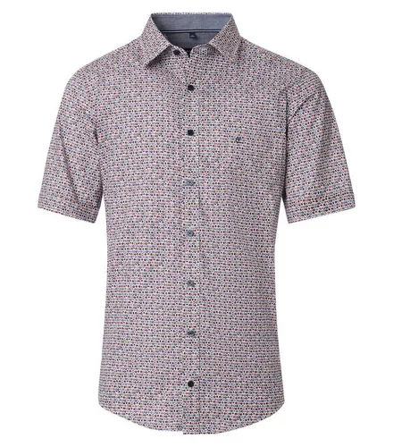 CASAMODA Freizeithemd Kurzarm Print Casual Fit Blau M