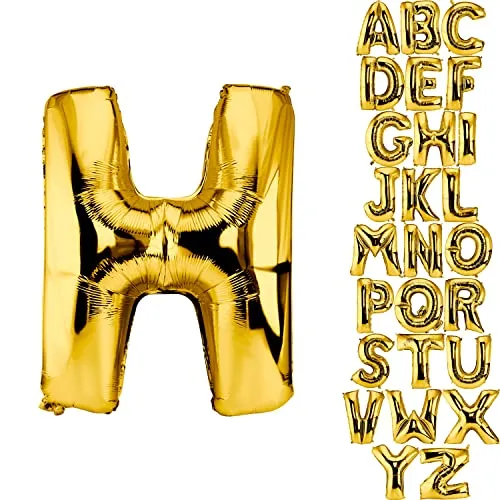 DekoRex Folienballon Gold 100cm Luftballon Geburtstag Hochzeit Deko (Buchstabe H)