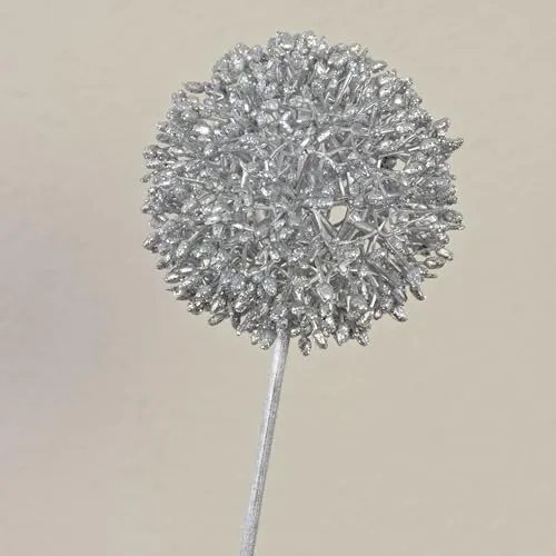 artplants.de Allium Kunstblume Hella, Glitzer, Silber, 80cm - Zierlauch Künstlich/Kunst Allium