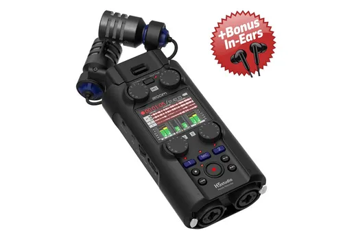 Zoom Audio-Recorder H5 Studio mit In-Ear-Kopfhörern