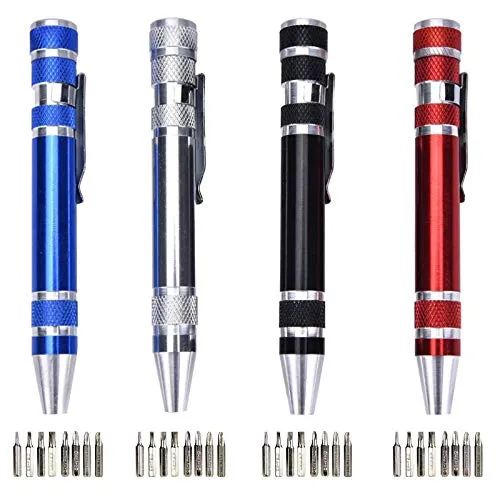 Sätze 8 in 1 Präzision Schraubendreher Set Feinmechaniker Schraubendreher Set Kugelschreiber Design 4x Kreuz und 4x Schlitz Mini Reparatur Werkzeug Kit für PC Brillen Uhren Handy Laptop etc 4