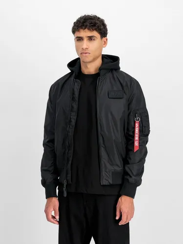 Alpha Industries MA-1 TT Fliegerjacke mit Kapuze schwarz Herren M - Funktionsjacke aus leichtem Nylon für warme Temperaturen, bietet Atmungsaktivität und vielseitige Einsetzbarkeit – ideal für stilbewusste Männer.
